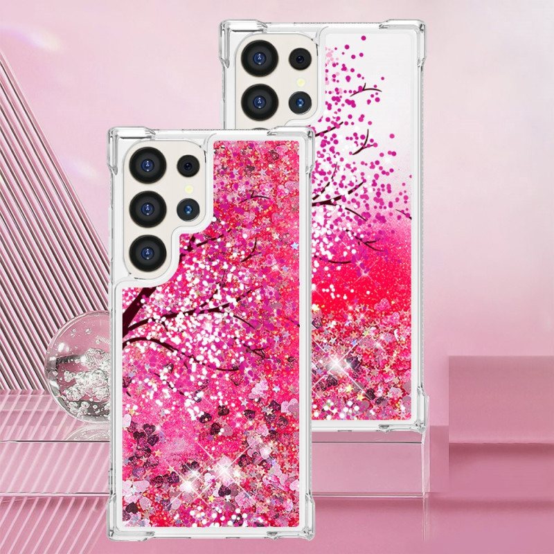 Deksel Samsung Galaxy S24 Ultra 5g Mobildeksel Cherry Blossom Paljetter