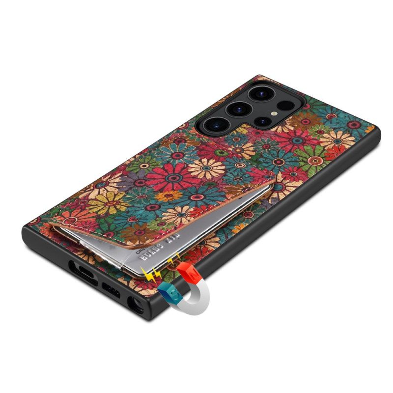 Deksel Til Samsung Galaxy S24 Ultra 5g Med Blomsterkortholder