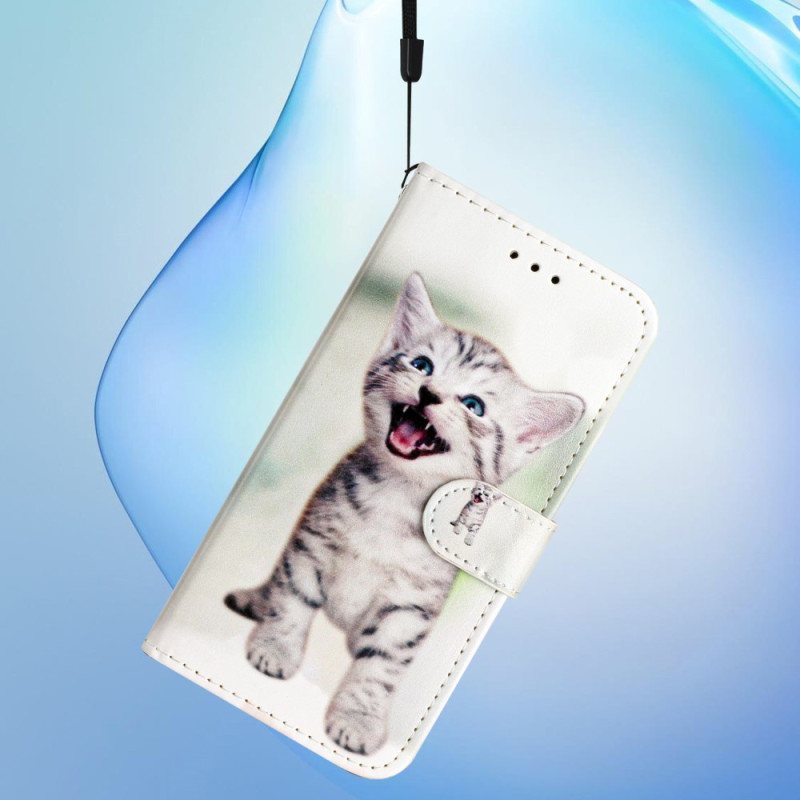 Folio Deksel Samsung Galaxy S24 Ultra 5g Thong Cat Beskyttelse Deksel