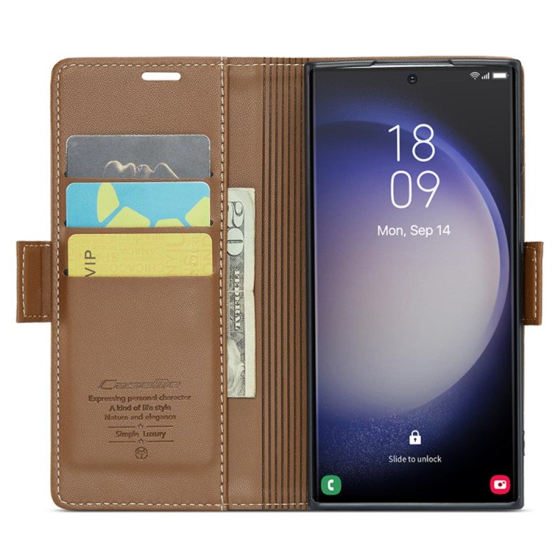 Lærdeksel Folio Deksel Samsung Galaxy S24 Ultra 5g Caseme Litchi Tekstur