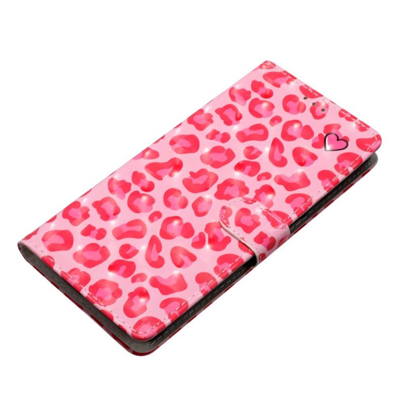 Lærdeksel Folio Deksel Samsung Galaxy S24 Ultra 5g Rosa Leopardtrykk