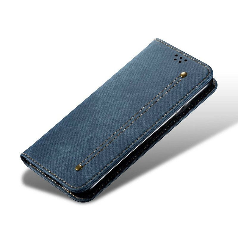 Beskyttelse Deksel Til iPhone 12 Pro Max Folio Deksel Tekstur På Jeans I Imitert Skinn