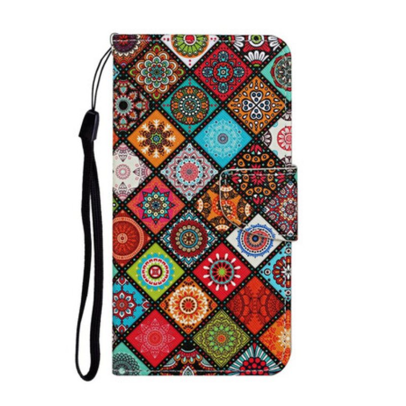 Folio Deksel Til iPhone 12 Pro Max Patchwork Mandalaer Med Snor