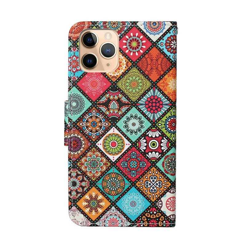 Folio Deksel Til iPhone 12 Pro Max Patchwork Mandalaer Med Snor