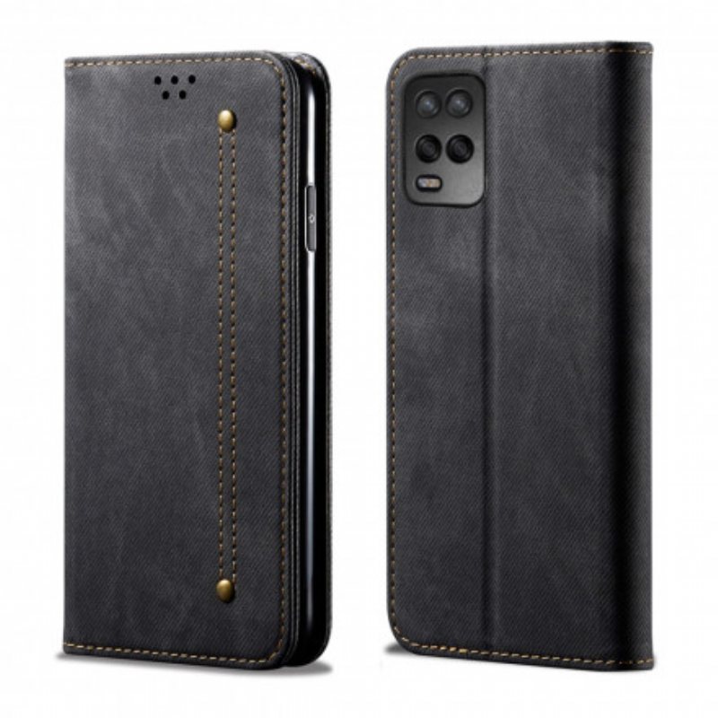 Beskyttelse Deksel Til Oppo A54 5G / A74 5G Folio Deksel Denim Stoff