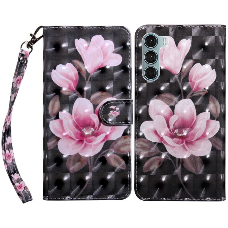 Folio Deksel Til Oppo A54 5G / A74 5G Blomster Med Snor