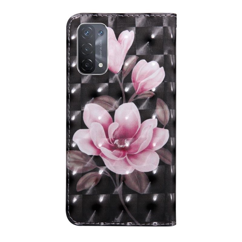 Folio Deksel Til Oppo A54 5G / A74 5G Blomster Med Snor