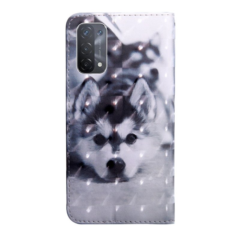 Folio Deksel Til Oppo A54 5G / A74 5G Husky Hund Med Snor