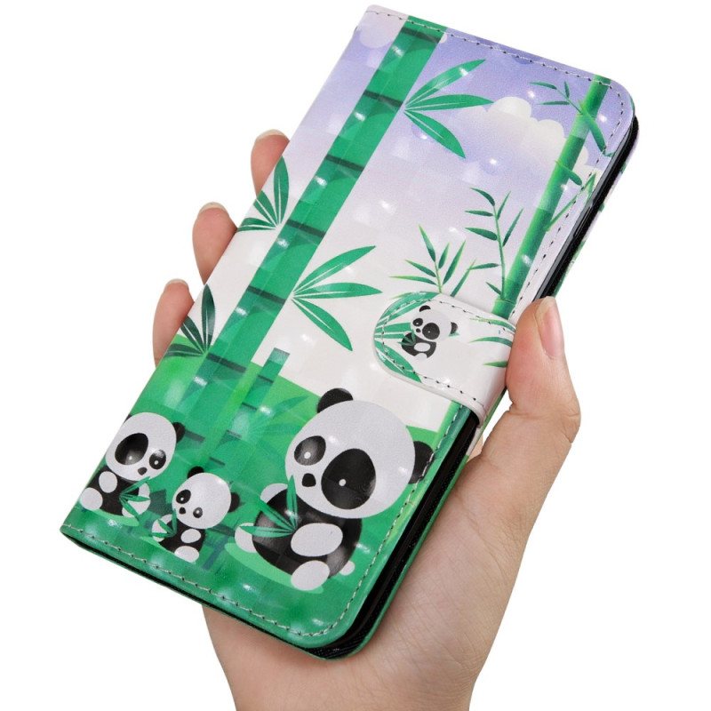 Lærdeksel Til Oppo A54 5G / A74 5G Panda Med Snor