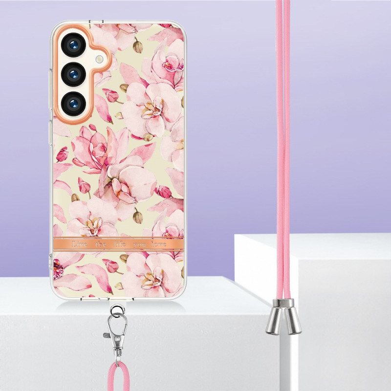 Deksel Samsung Galaxy S24 Plus 5g Blomstermønstersnor