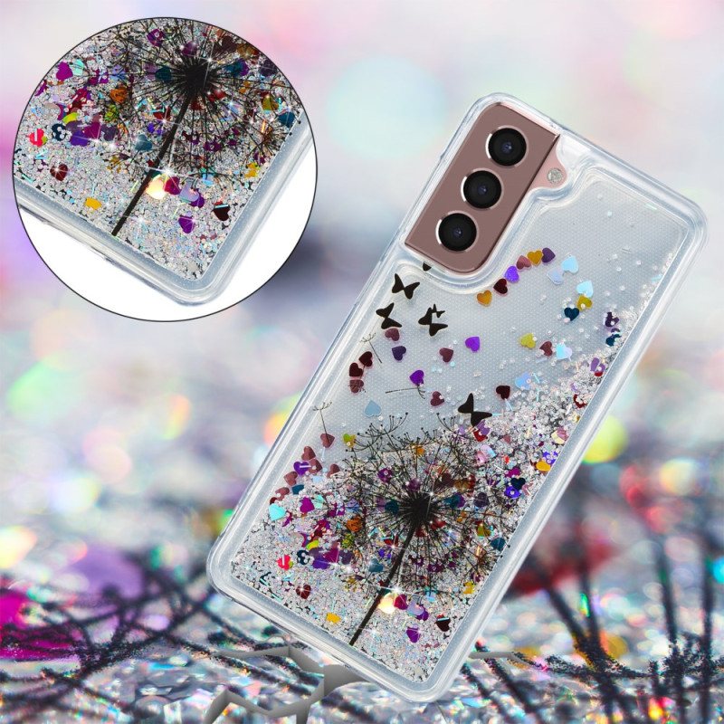 Deksel Samsung Galaxy S24 Plus 5g Løvetann Flytende Glitter