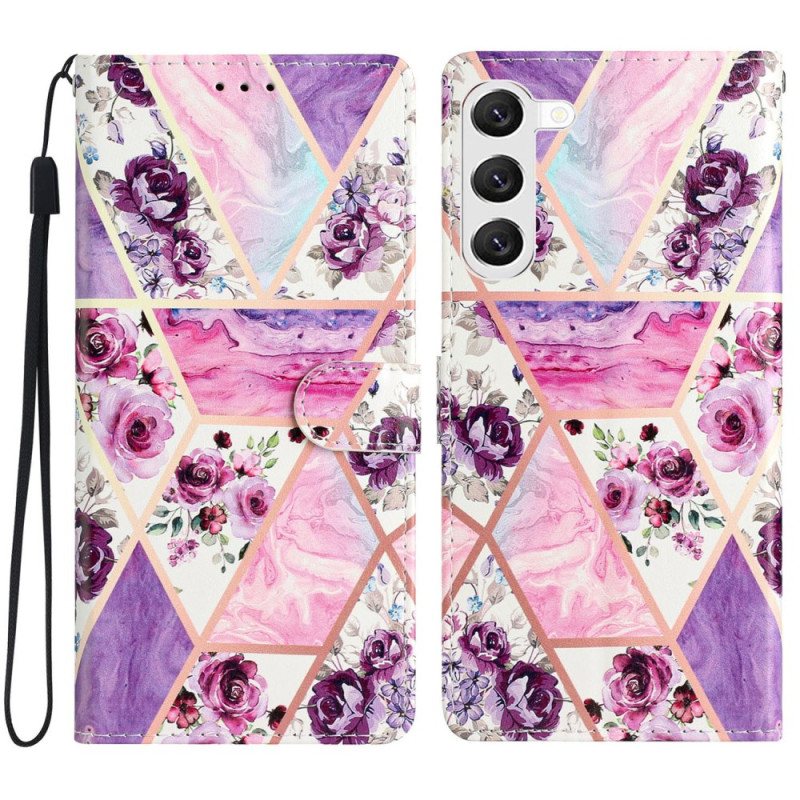 Folio Deksel Samsung Galaxy S24 Plus 5g Lilla Blomster