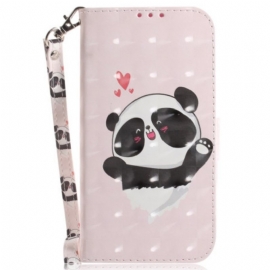 Folio Deksel Samsung Galaxy S24 Plus 5g Panda Love Med Stropp