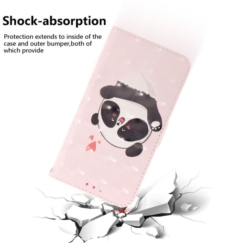 Folio Deksel Samsung Galaxy S24 Plus 5g Panda Love Med Stropp