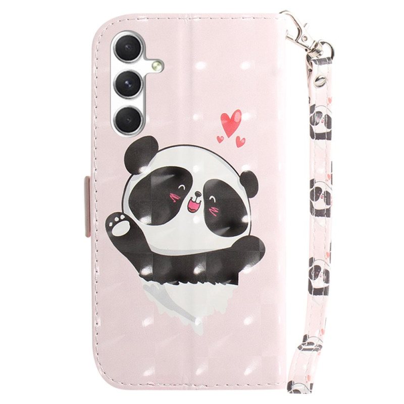 Folio Deksel Samsung Galaxy S24 Plus 5g Panda Love Med Stropp