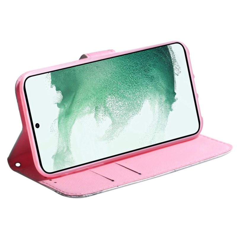 Folio Deksel Samsung Galaxy S24 Plus 5g Rosa Blomst Beskyttelse Deksel