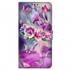 Folio Deksel Samsung Galaxy S24 Plus 5g Sommerfugler Og Blomster Beskyttelse Deksel