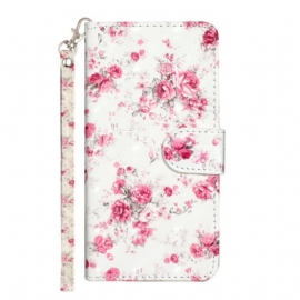 Folio Deksel Til Samsung Galaxy S24 Plus 5g Frihetsblomster Med Stropp