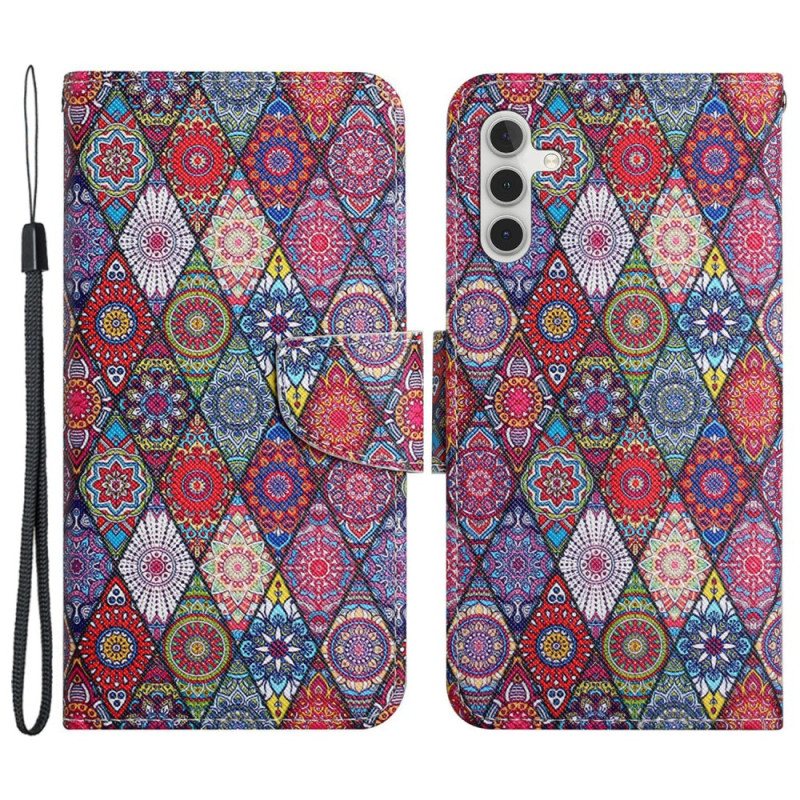 Folio Deksel Til Samsung Galaxy S24 Plus 5g Lanyard Kaleidoscope