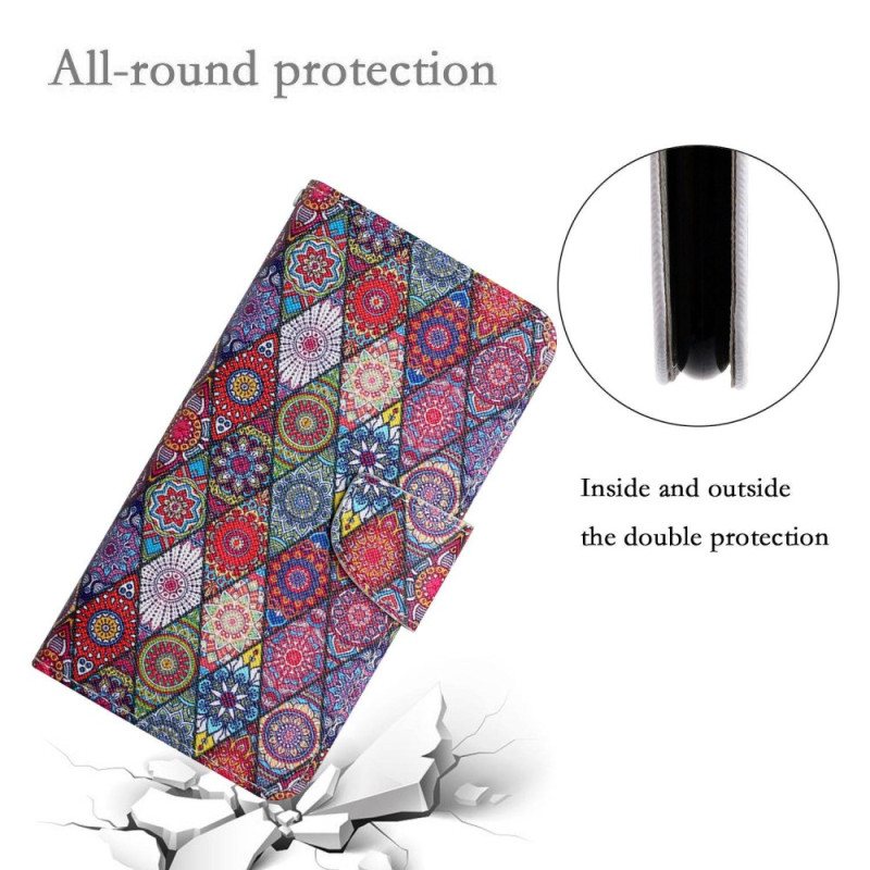 Folio Deksel Til Samsung Galaxy S24 Plus 5g Lanyard Kaleidoscope