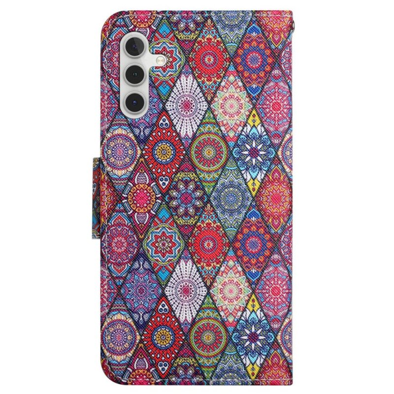 Folio Deksel Til Samsung Galaxy S24 Plus 5g Lanyard Kaleidoscope