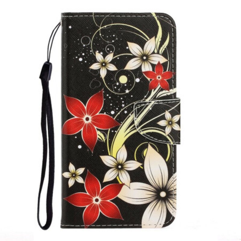 Folio Deksel Til Samsung Galaxy S20 Med Kjede Fargerike Strappy Blomster