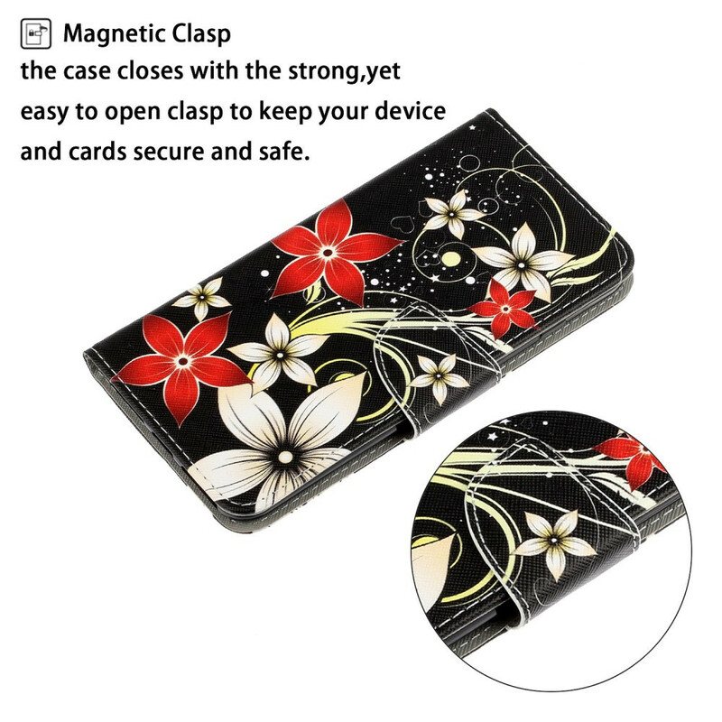 Folio Deksel Til Samsung Galaxy S20 Med Kjede Fargerike Strappy Blomster