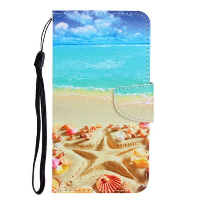 Folio Deksel Til Samsung Galaxy S20 Med Kjede Lanyard Beach