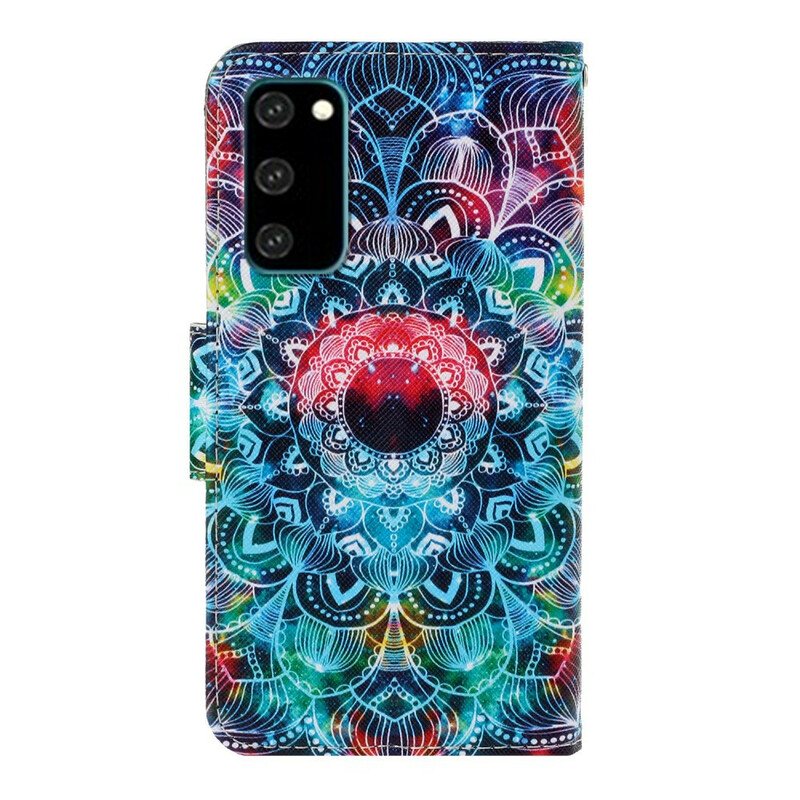 Folio Deksel Til Samsung Galaxy S20 Med Kjede Prangende Strappy Mandala