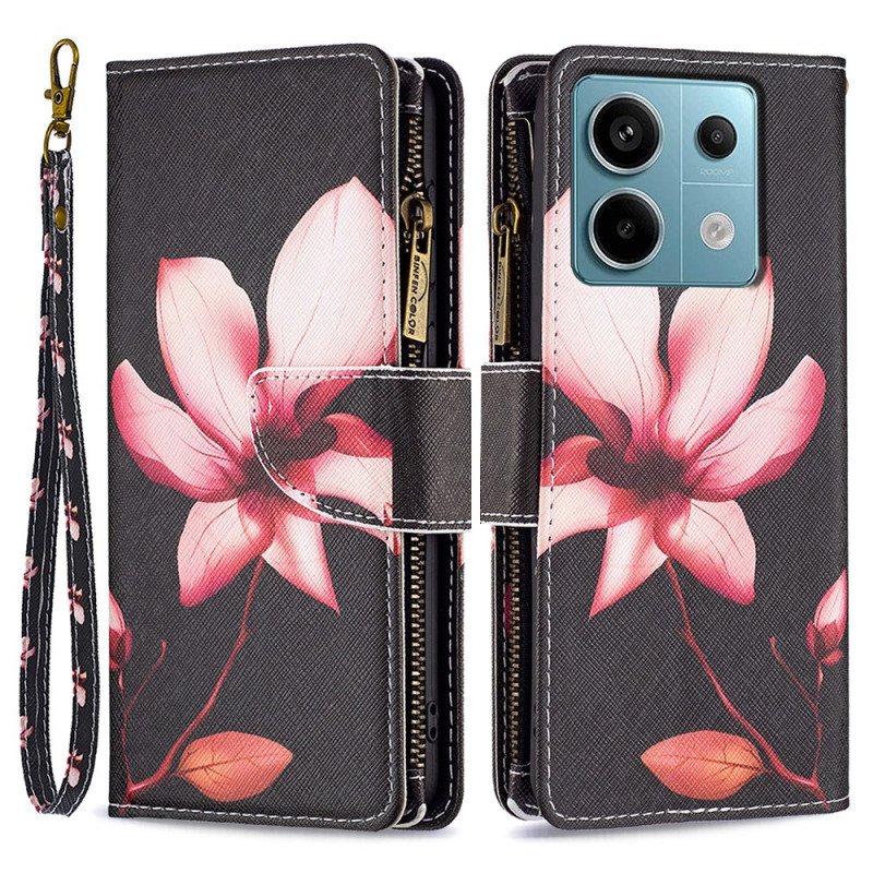 Folio Deksel Til Xiaomi Redmi Note 13 Pro 4g Lotus Strap Lommebok