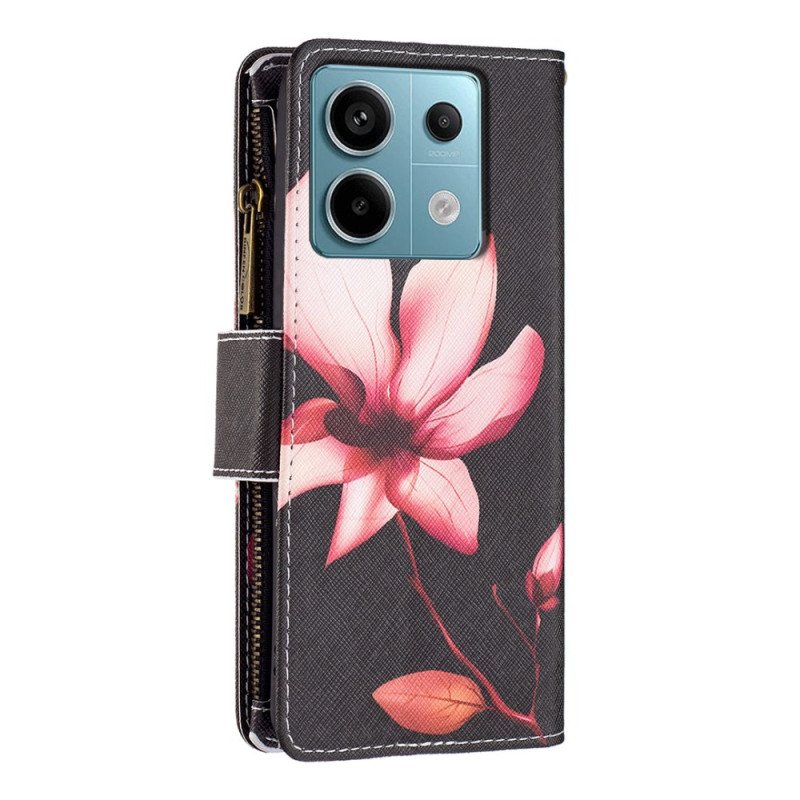 Folio Deksel Til Xiaomi Redmi Note 13 Pro 4g Lotus Strap Lommebok