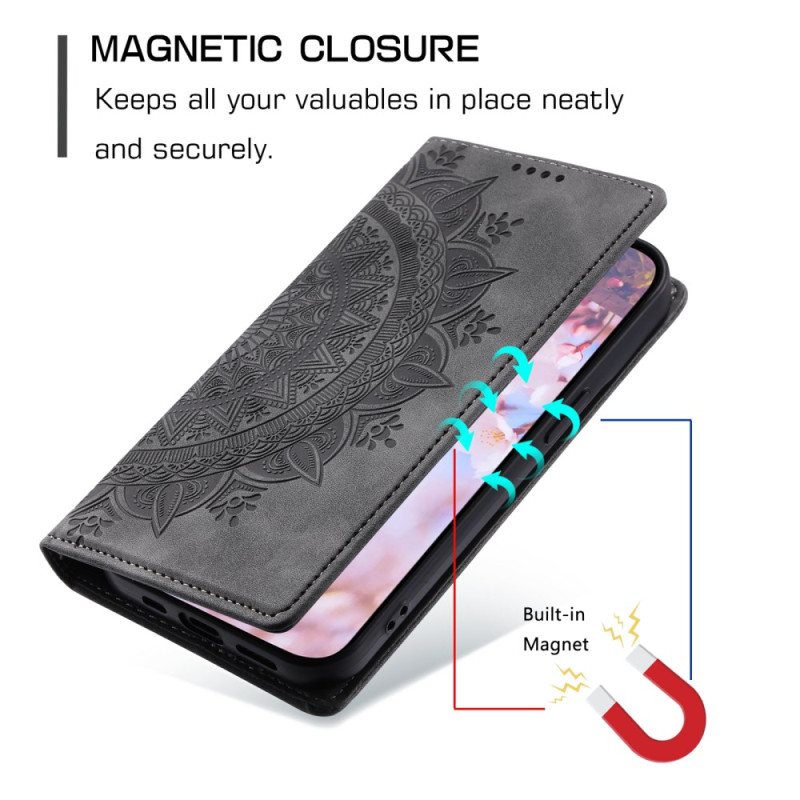 Folio Deksel Xiaomi Redmi Note 13 Pro 4g Mandala Semsket Skinneffekt Beskyttelse Deksel