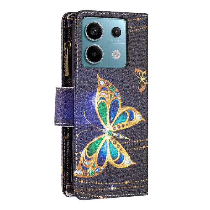 Folio Deksel Xiaomi Redmi Note 13 Pro 4g Strass Sommerfugllommebok Med Stropp