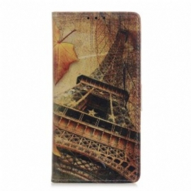Folio Deksel Til Samsung Galaxy A40 Eiffeltårnet Om Høsten