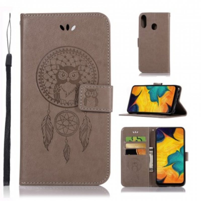 Folio Deksel Til Samsung Galaxy A40 Skinneffekt Dream Catcher Owl