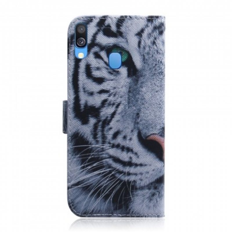 Folio Deksel Til Samsung Galaxy A40 Tiger Ansikt