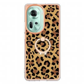 Deksel Oppo Reno 11 5g Ringholder Med Leopardtrykk