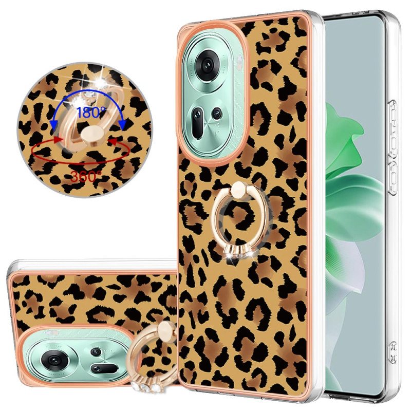 Deksel Oppo Reno 11 5g Ringholder Med Leopardtrykk