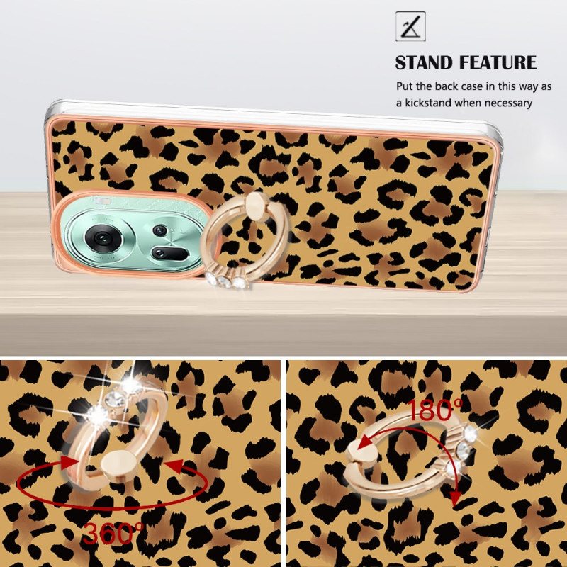 Deksel Oppo Reno 11 5g Ringholder Med Leopardtrykk