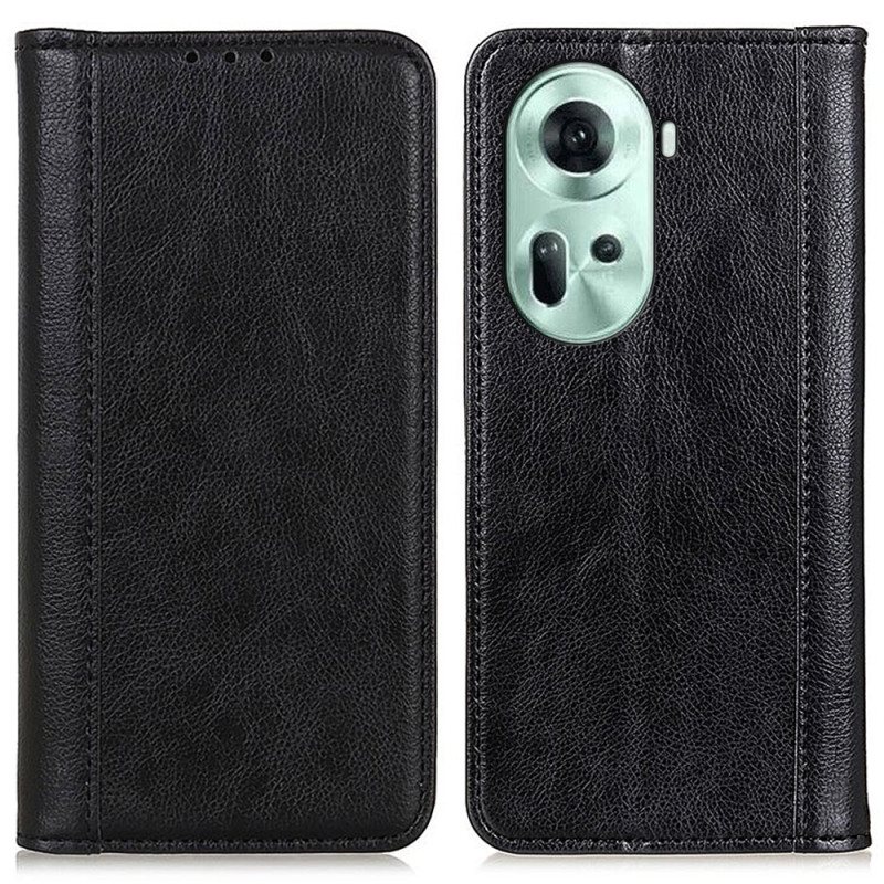 Folio Deksel Lær Oppo Reno 11 5g Mobildeksel Litchi Texture Split Leather