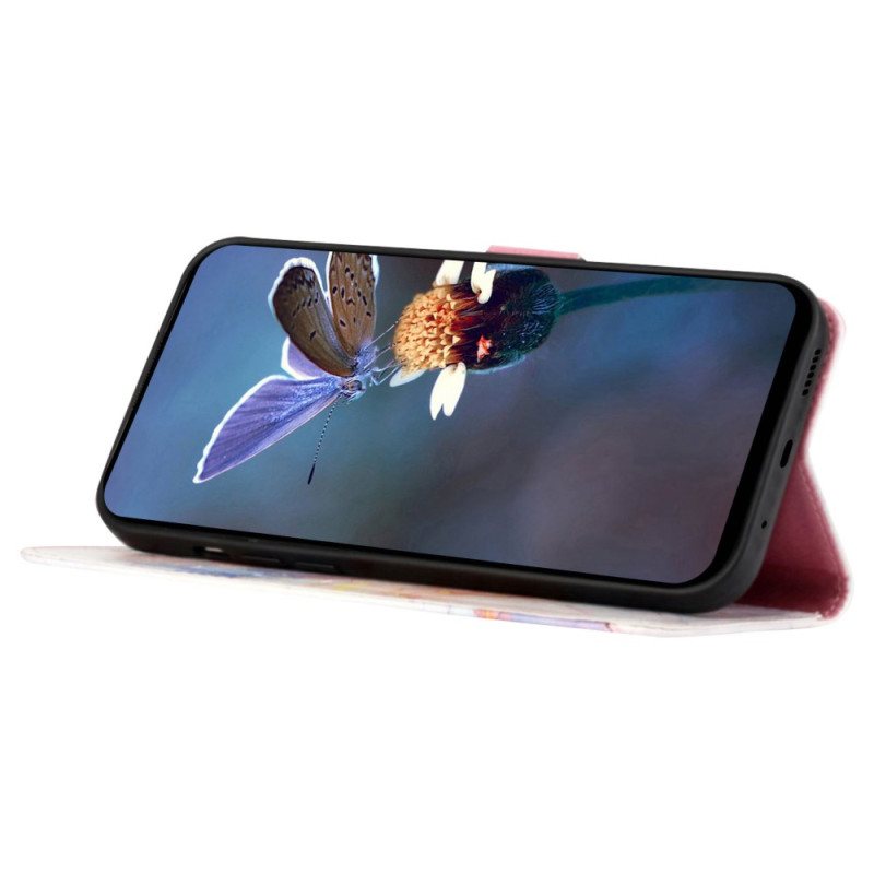 Folio Deksel Oppo Reno 11 5g Marmor Skulderrem Beskyttelse Deksel