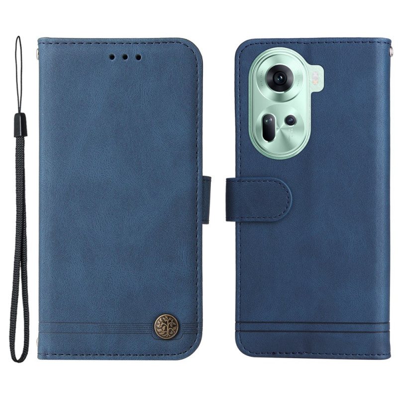 Folio Deksel Oppo Reno 11 5g Rivet Suede Effekt Beskyttelse Deksel