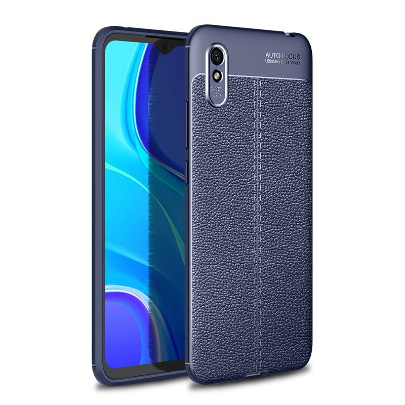 Deksel Til Xiaomi Redmi 9A Dobbel Linje Litchi Leather Effect