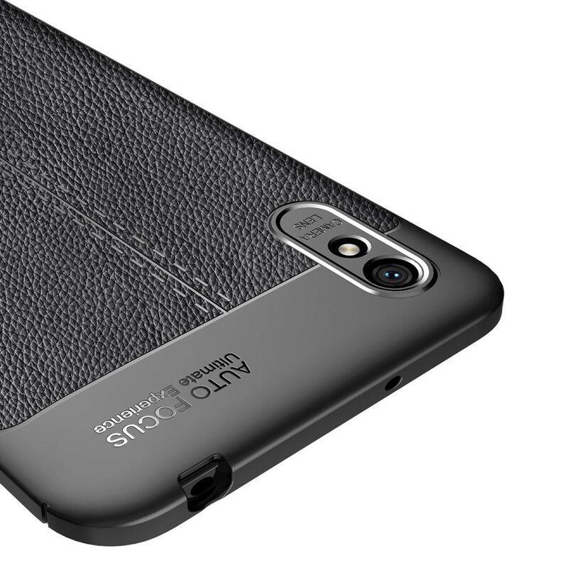 Deksel Til Xiaomi Redmi 9A Dobbel Linje Litchi Leather Effect