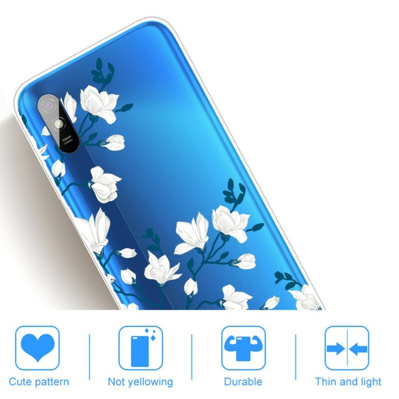 Deksel Til Xiaomi Redmi 9A Hvite Blomster