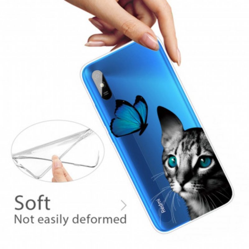 Deksel Til Xiaomi Redmi 9A Katt Og Sommerfugl