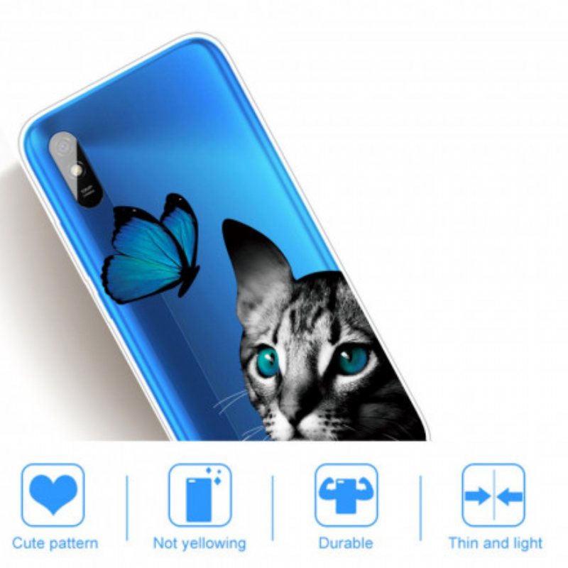 Deksel Til Xiaomi Redmi 9A Katt Og Sommerfugl