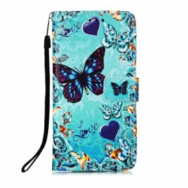 Folio Deksel Til Xiaomi Redmi 9A Med Kjede Elsker Butterflies Strappy