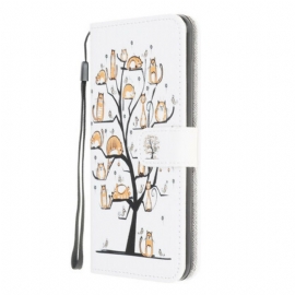 Folio Deksel Til Xiaomi Redmi 9A Med Kjede Funky Cats Med Stropp
