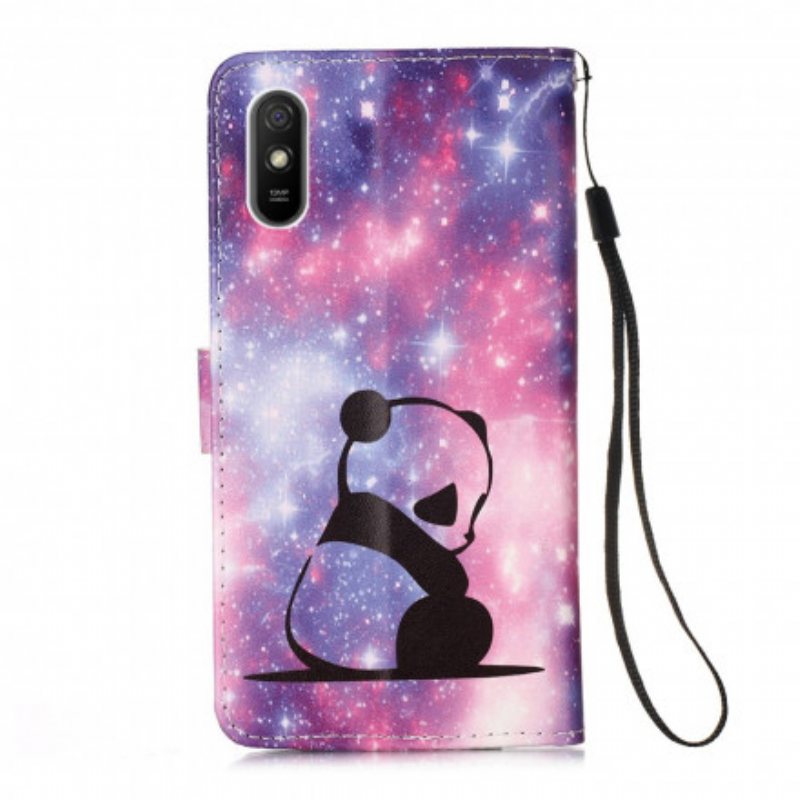 Folio Deksel Til Xiaomi Redmi 9A Med Kjede Lanyard Panda Musings